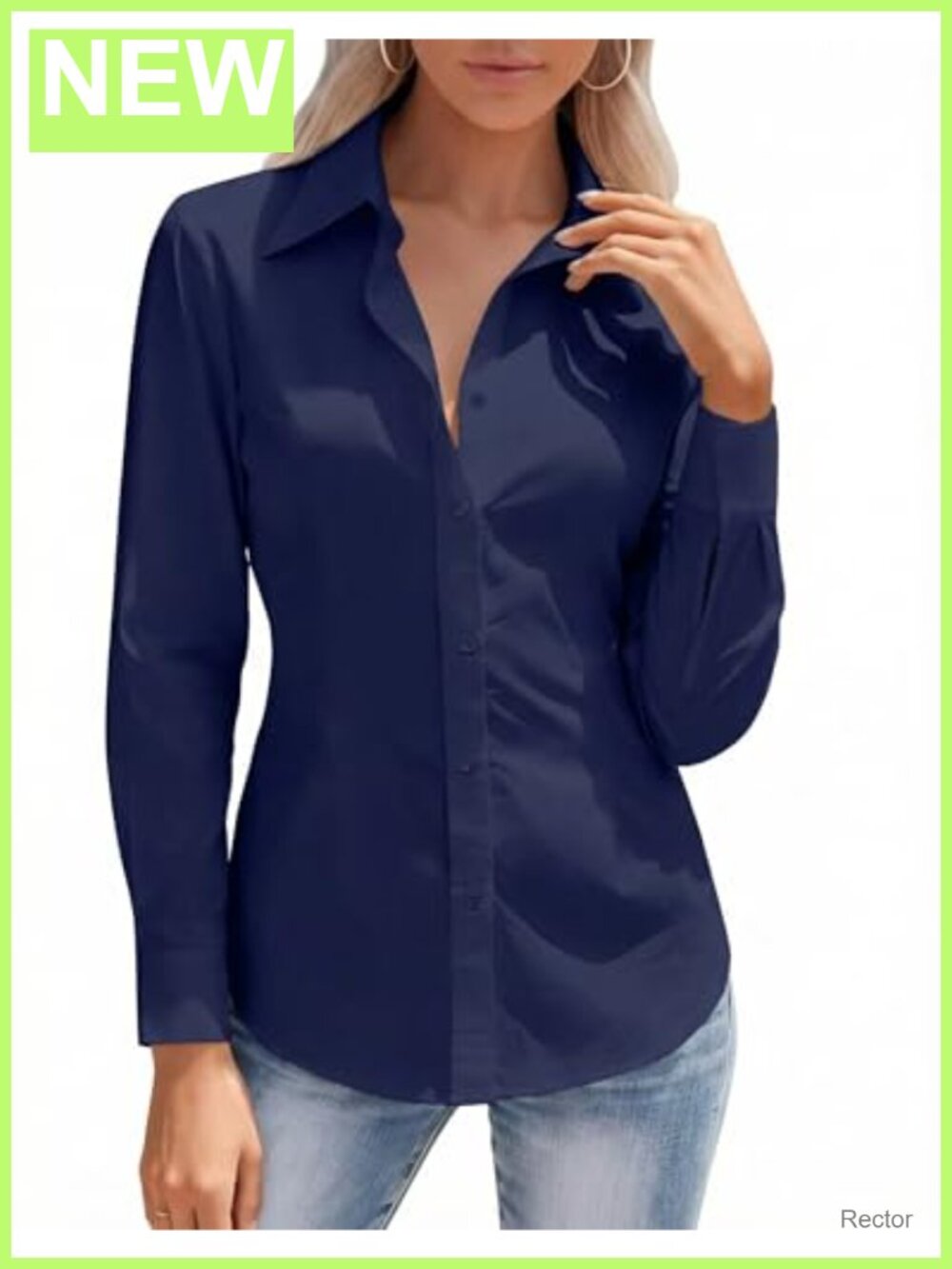 Women's Long Sleeve Button Down Shirt Stretch Dress Shirt